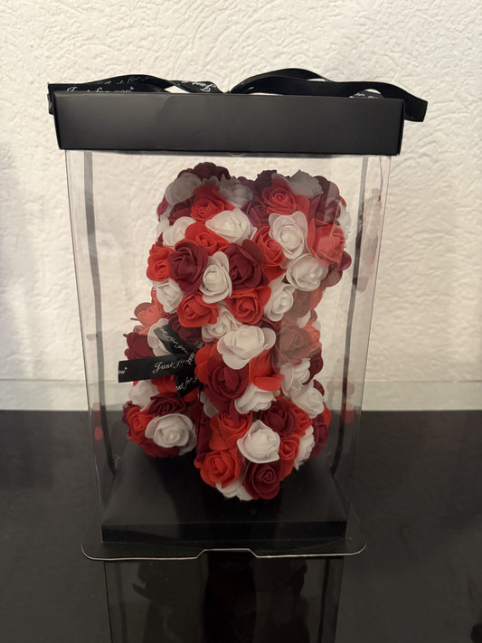 Bunter Rosen-Teddybär in edler Geschenkbox (klein)